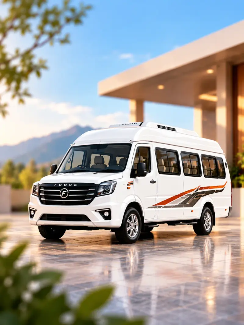 White Tempo Traveller ready for a group journey